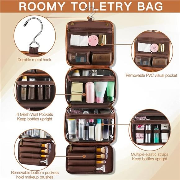 Toiletry Bag Hanging Travel Organizer for Men and Women, 3 in 1 Multifunctional - Picture 4 of 6